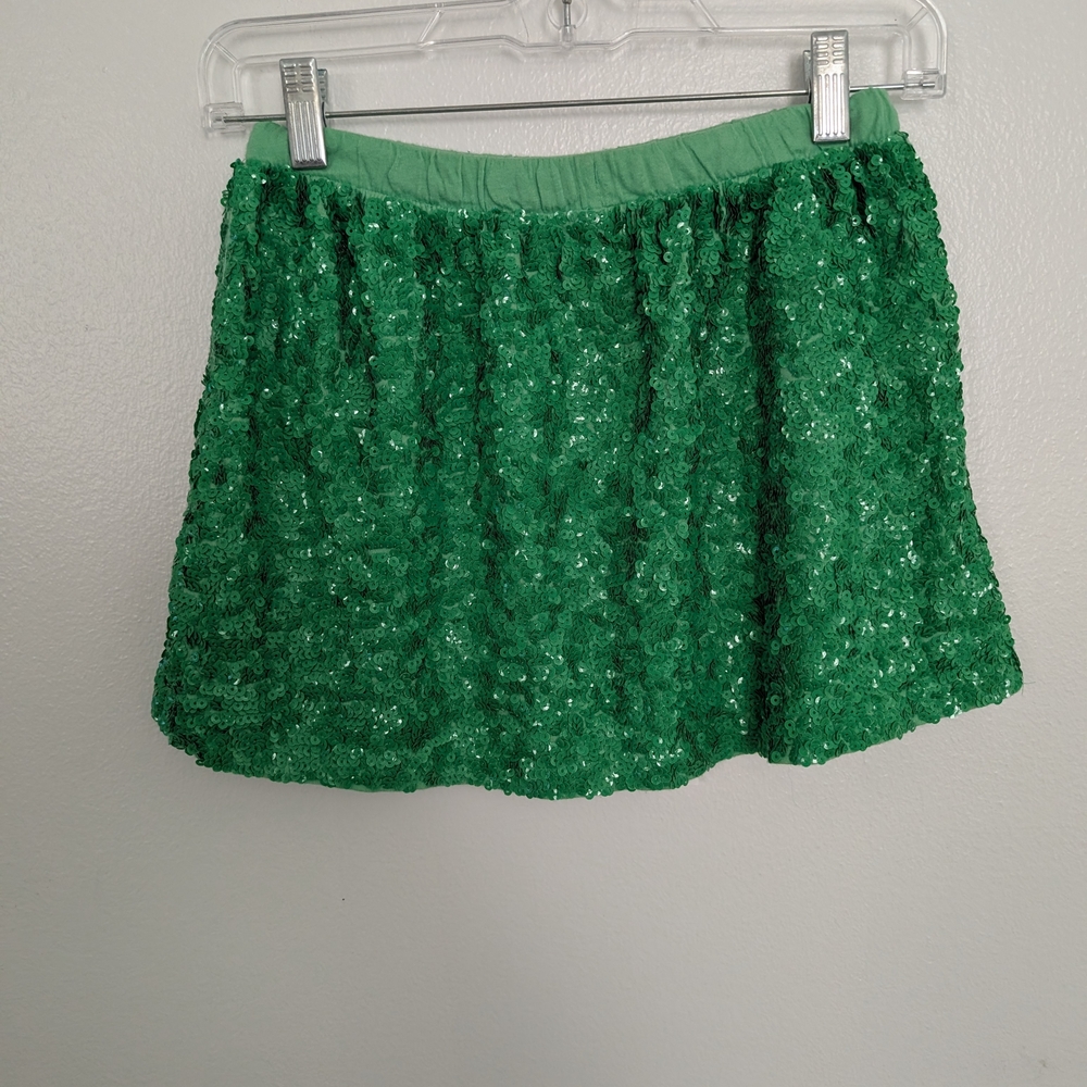 Sequin Crewcuts Sparkling Green Mini Skirt For Girls 4/5 Ages